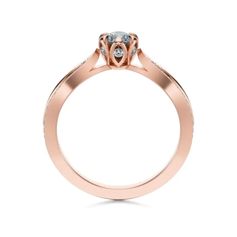 Pierścionek z różowego złota z diamentami